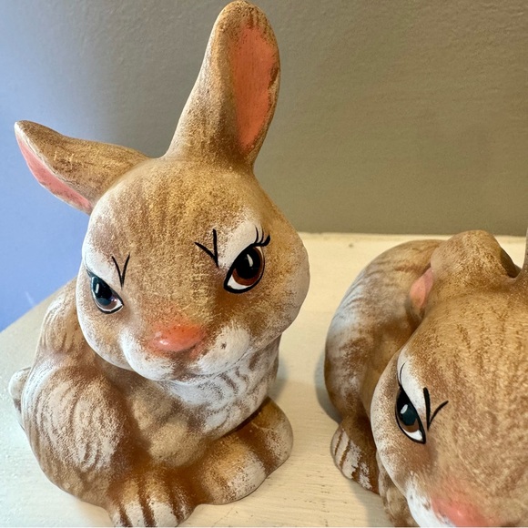 Vintage set of 3 bunny rabbits. Adorable ceramic bunny rabbits with cute faces - Picture 7 of 10